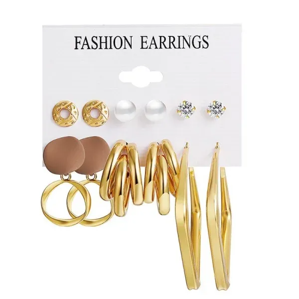 Gold Plated Geometric Earrings Set