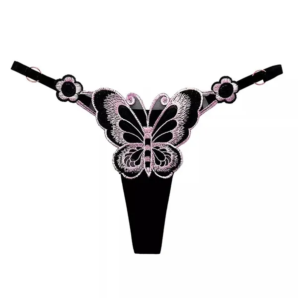 Elegant Butterfly Embroidered Red Adjustable Sexy G-String