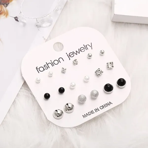 Elegant Multi-Color Statement  Earring Set - 12 Pairs