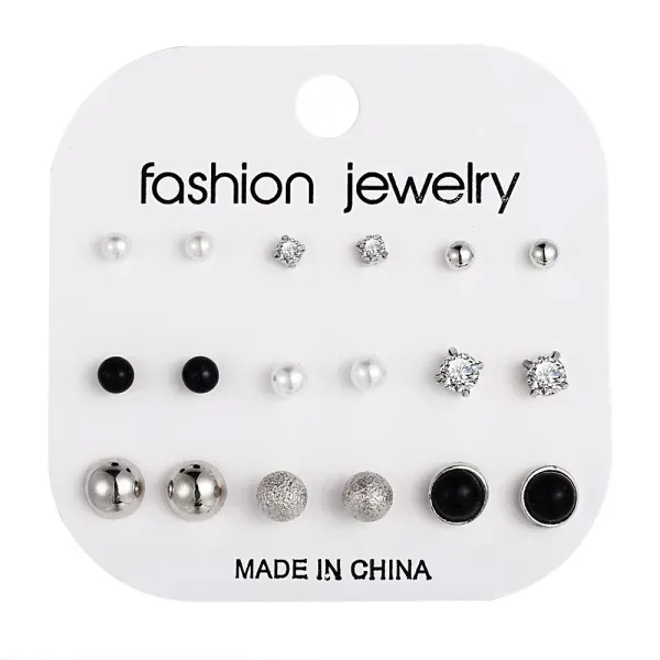 Elegant Multi-Color Statement  Earring Set - 12 Pairs