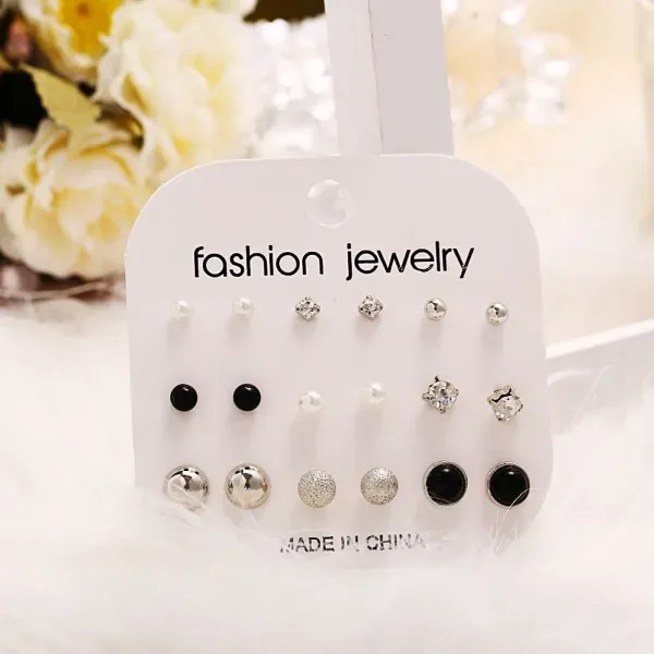 Elegant Multi-Color Statement  Earring Set - 12 Pairs