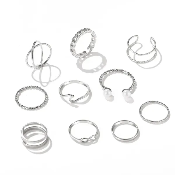 Elegant Silver-Tone Ring Set