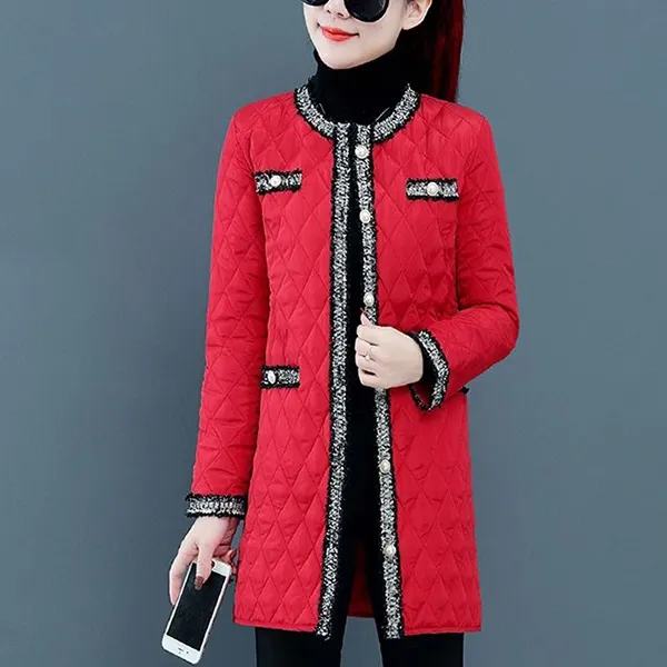 Quilted Button Closure Long Sleeve Jacket