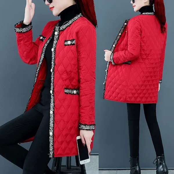Quilted Button Closure Long Sleeve Jacket