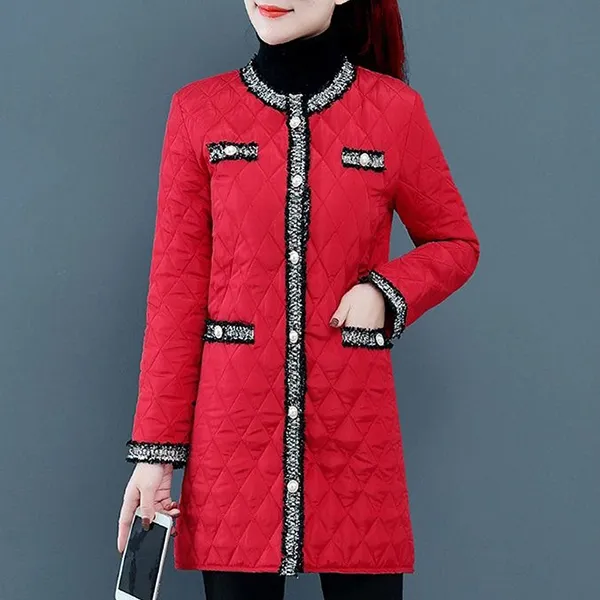 Quilted Button Closure Long Sleeve Jacket
