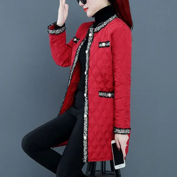 Quilted Button Closure Long Sleeve Jacket