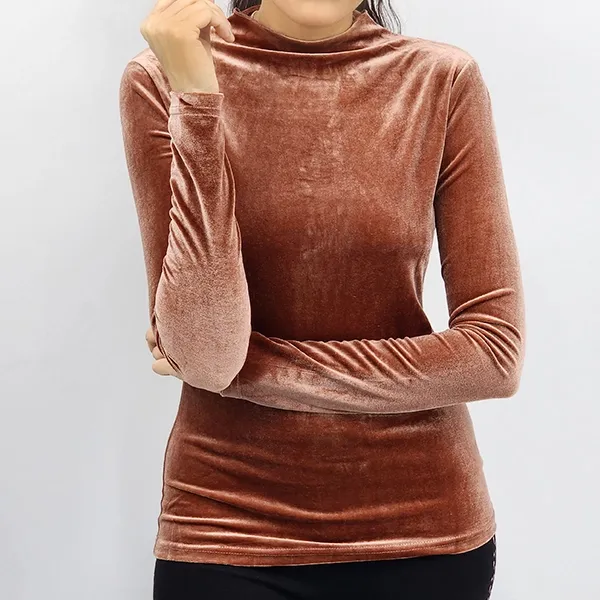 Lux Velvet High Neck Asymmetric Top