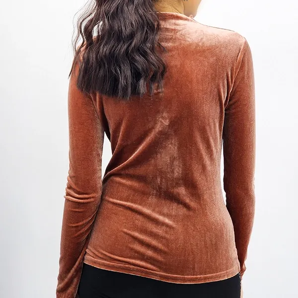 Lux Velvet High Neck Asymmetric Top