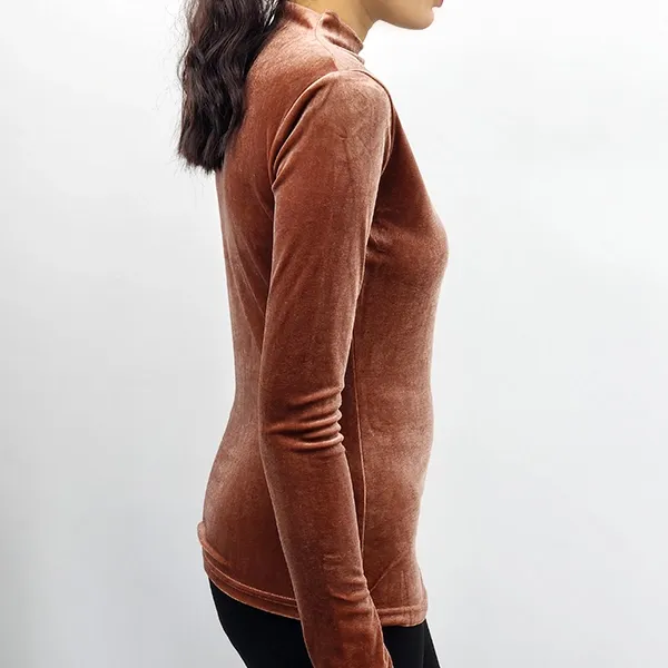 Lux Velvet High Neck Asymmetric Top