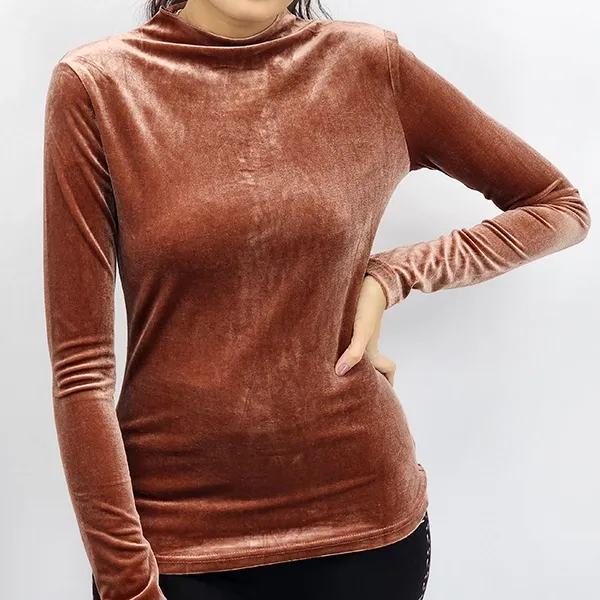 Lux Velvet High Neck Asymmetric Top