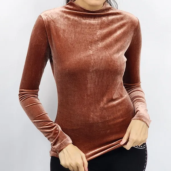 Lux Velvet High Neck Asymmetric Top