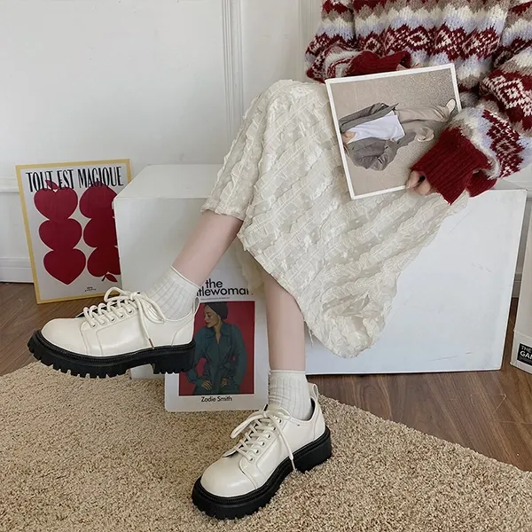 Stylish Synthetic Leather Lace-Up Boots