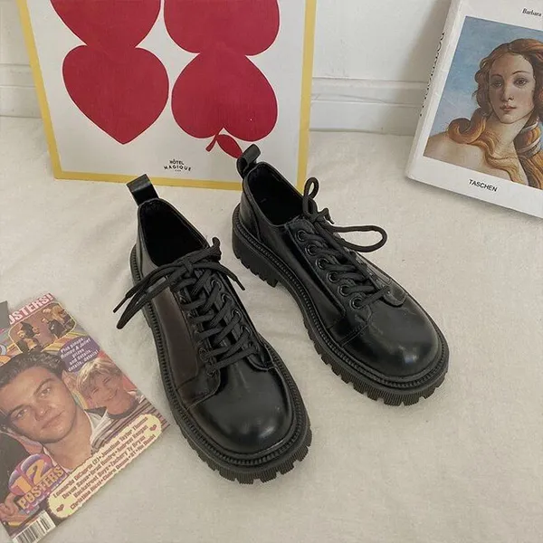 Stylish Synthetic Leather Lace-Up Boots