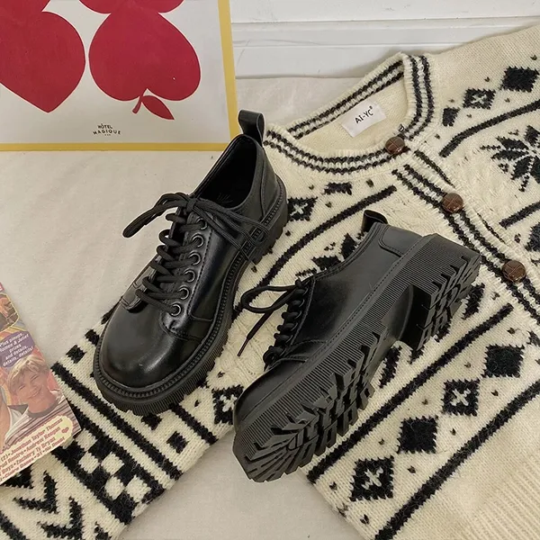 Stylish Synthetic Leather Lace-Up Boots