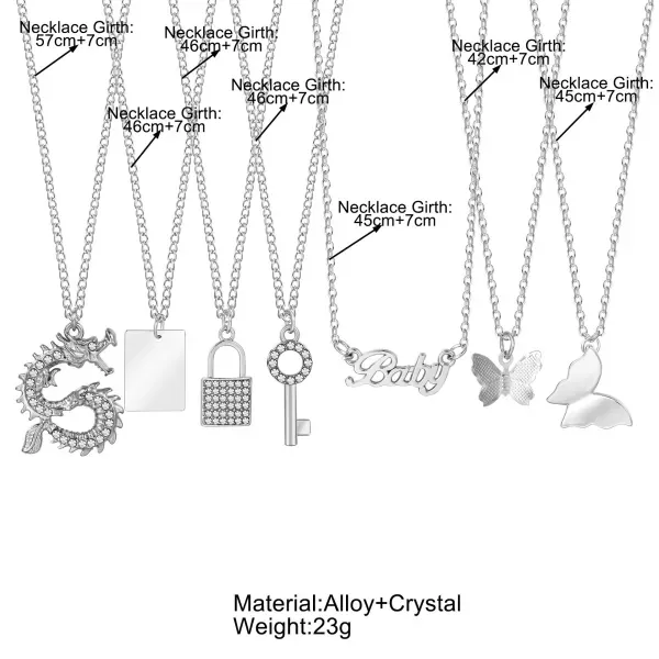 Vintage Silver Crystal Layered Necklace Set