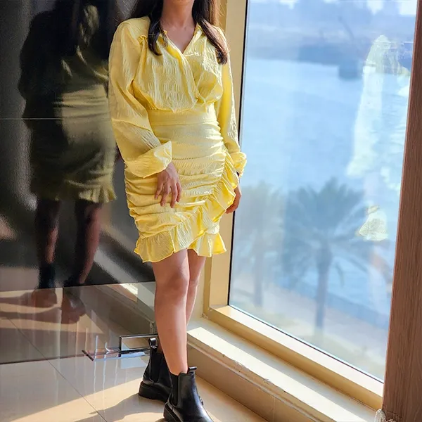 Ruffle V-Neck Mini Dress