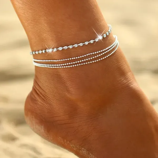 Sparkling Crystal Beaded Boho Anklet