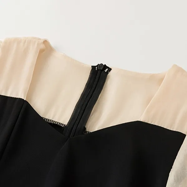 Thumbnail of Elegant Black and White Short Sleeve Party Dress