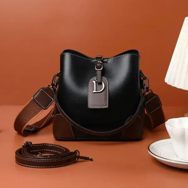 Chic Two-Tone Bucket Bag with D Charm | Dorbe UAE