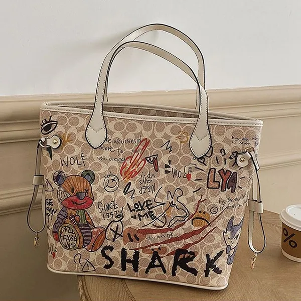 Thumbnail of Large Graffiti Print Tote Bag With Shoulder Straps