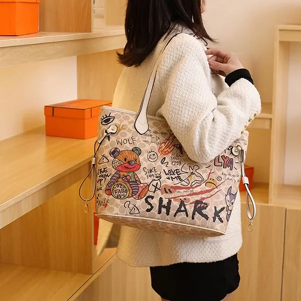 Thumbnail of Large Graffiti Print Tote Bag With Shoulder Straps