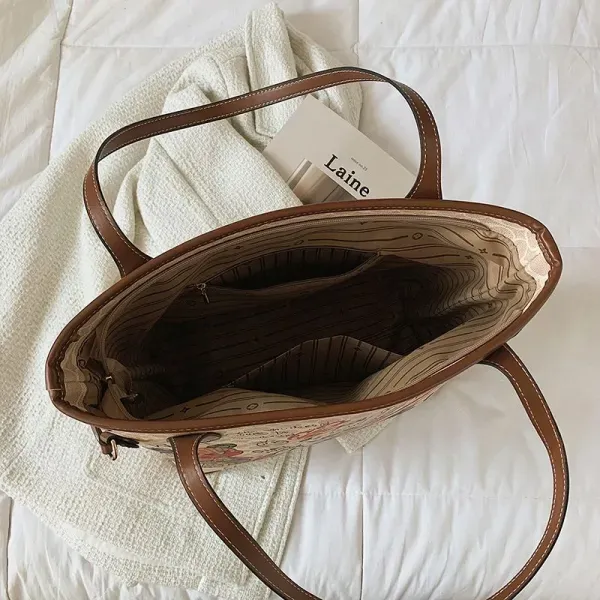 Large Graffiti Print Tote Bag With Shoulder Straps