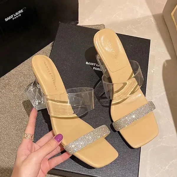 Rhinestone Clear Heel Sandals - Elegant Party Shoes