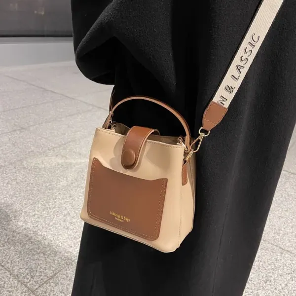 Khaki PU Leather Mini Handbag - for Women (Office/Casual)