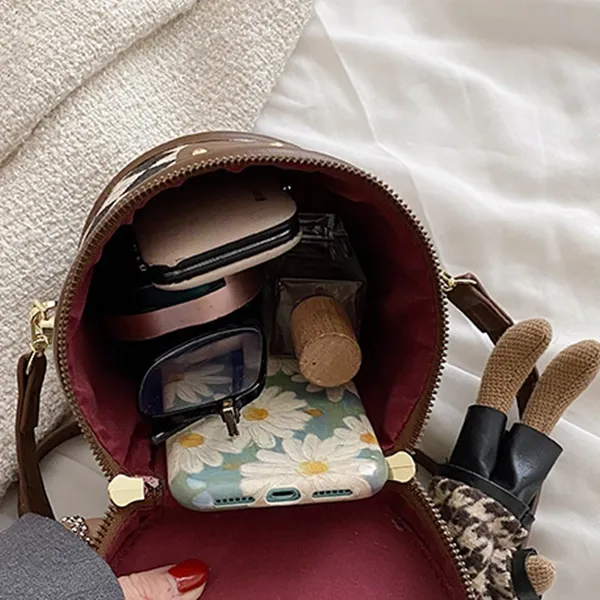 Diamond Pattern Cylinder Bag With Chain Zipper