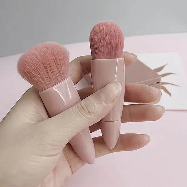 5Pcs Mini Travel Makeup Brush Set with Mirror Case