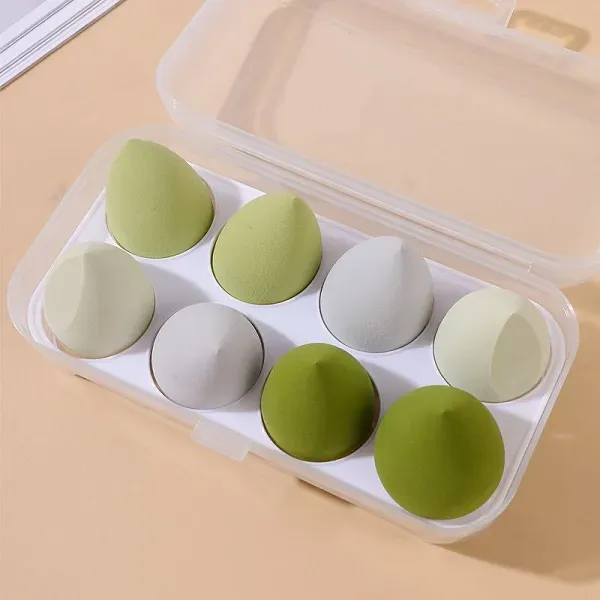 8Pcs Soft Beauty Sponge Set with Storage Case
