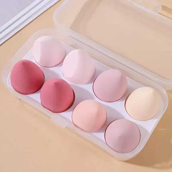8Pcs Soft Beauty Sponge Set with Storage Case