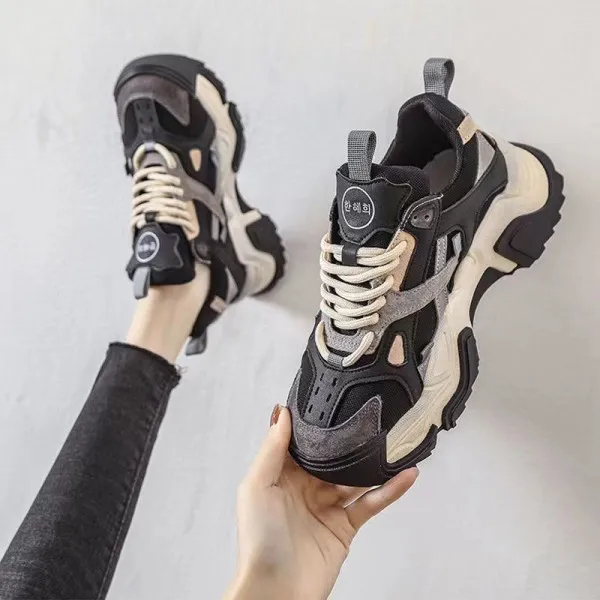 Premium Quality Black Lace-Up Sneakers