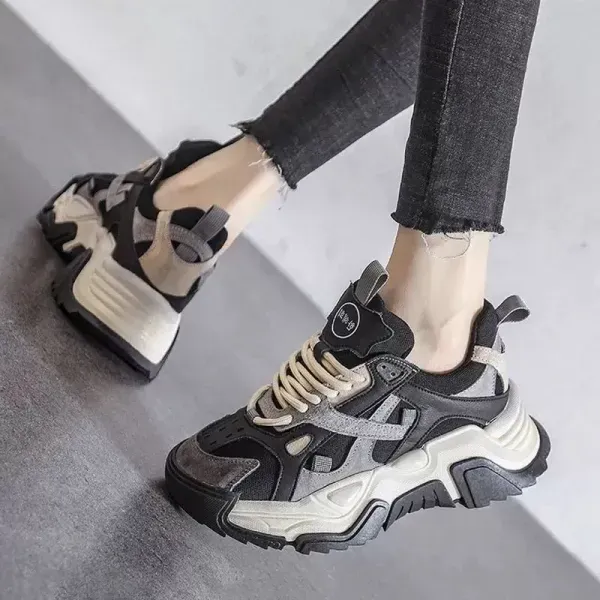 Premium Quality Black Lace-Up Sneakers