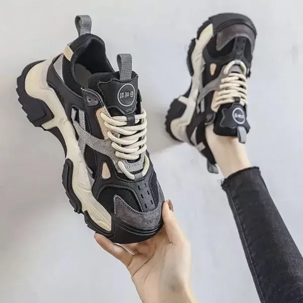 Premium Quality Black Lace-Up Sneakers