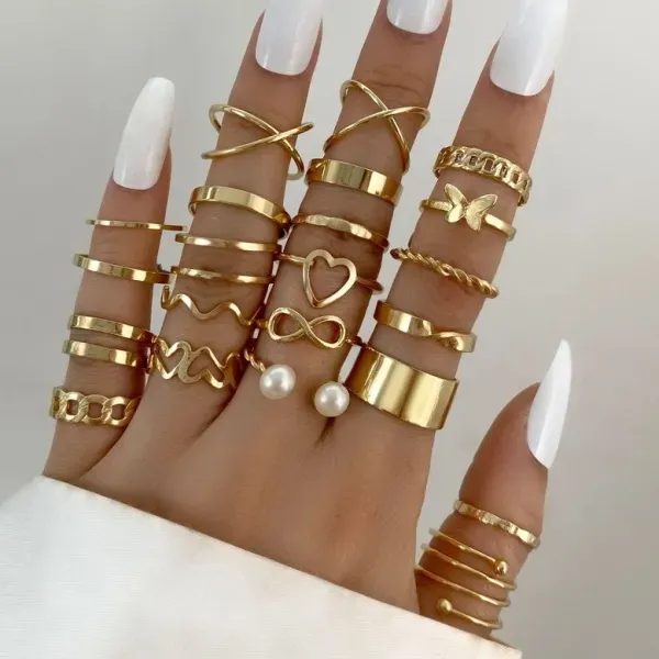 Stylish Boho Boho Rings 22 Pcs Set - Stylish Jewelry for Women