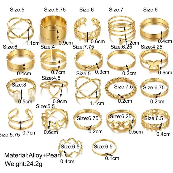 Stylish Boho Boho Rings 22 Pcs Set - Stylish Jewelry for Women