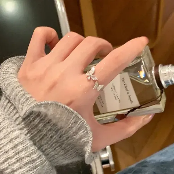 Silver Butterfly Adjustable Cuff Ring