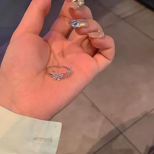 Silver Butterfly Adjustable Cuff Ring