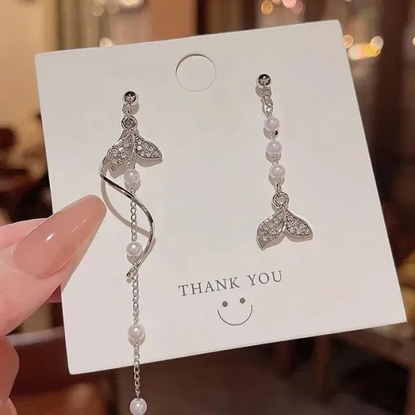 Elegant Pearl Drop Leaf Earrings