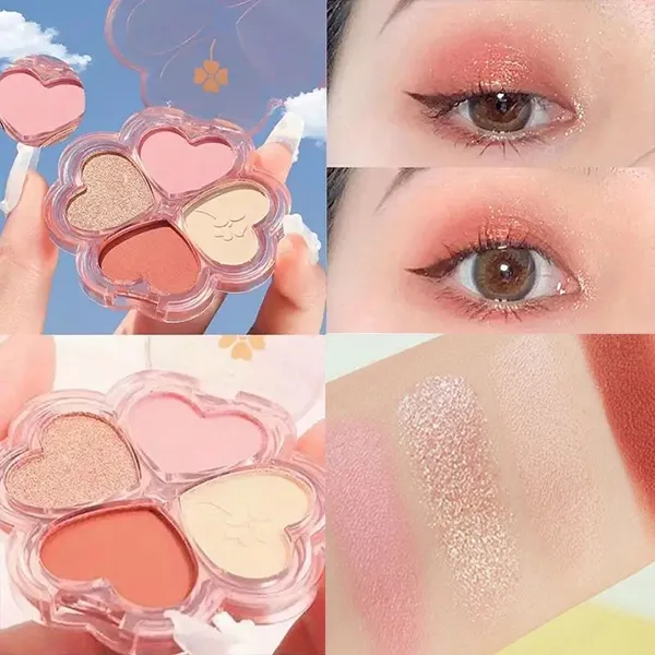 Thumbnail of 4-Color Clover Heart Eyeshadow Palette - Matte and Glitter