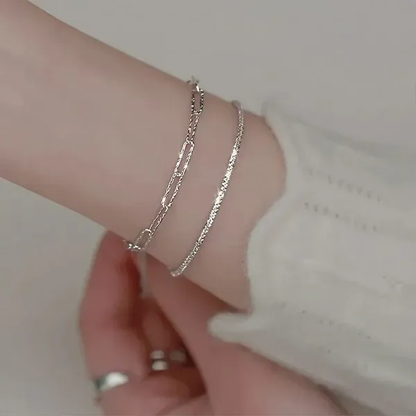 Elegant Silver Layered Bracelet Set