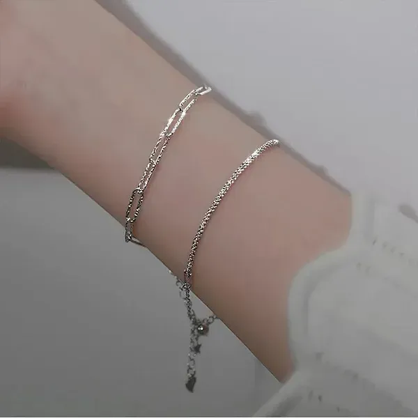 Elegant Silver Layered Bracelet Set