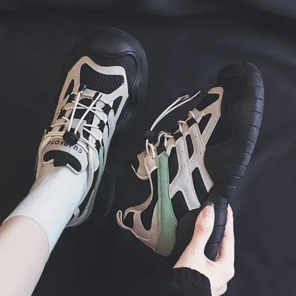 Lightweight Breathable Lace-Up Sports Sneakers