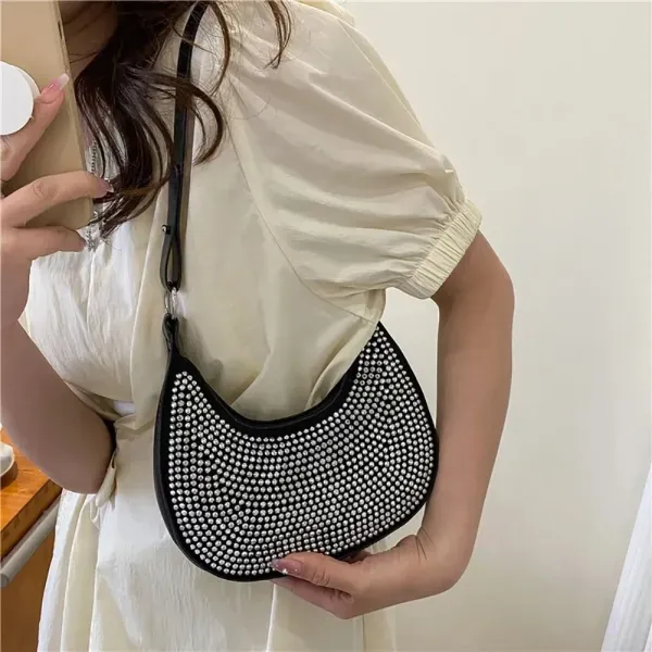 Black PU Leather Dot Pattern Bag