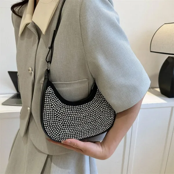 Black PU Leather Dot Pattern Bag