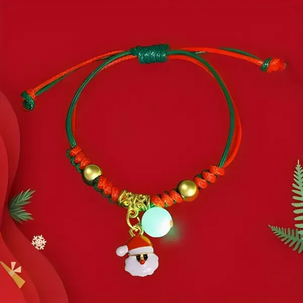 Glowing Pearl Santa Christmas Bracelet