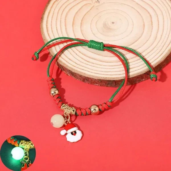 Glowing Pearl Santa Christmas Bracelet