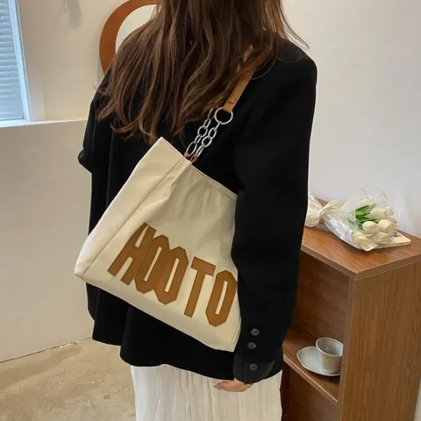 Modern Graphic Tote Bag with Chain Straps | Dorbe UAE