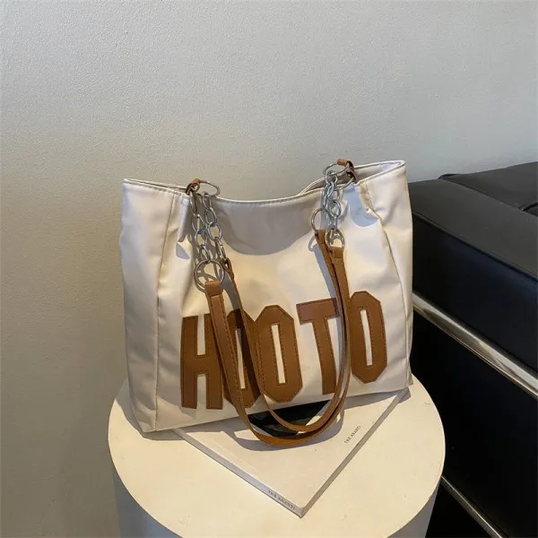Modern Graphic Tote Bag with Chain Straps | Dorbe UAE